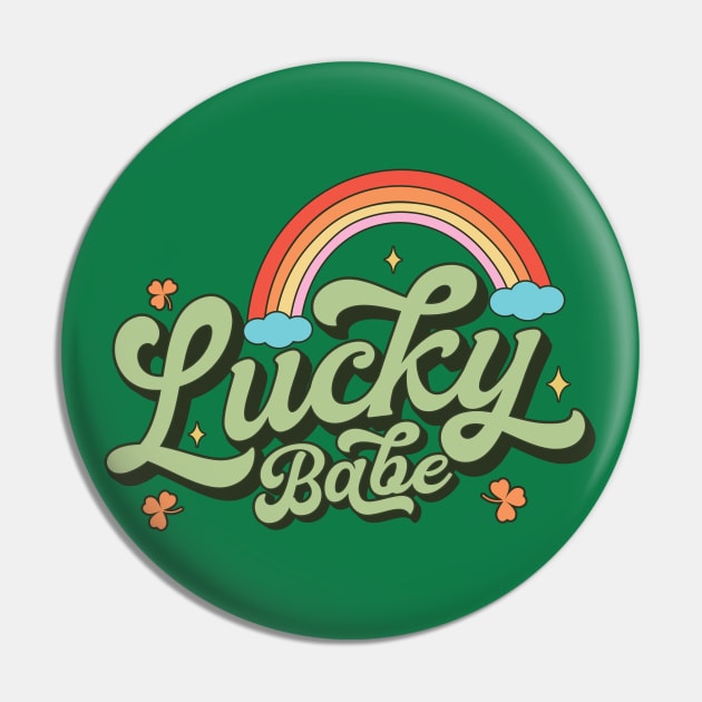 Retro Lucky Babe Rainbow St Patricks Day Pin by Fitastic