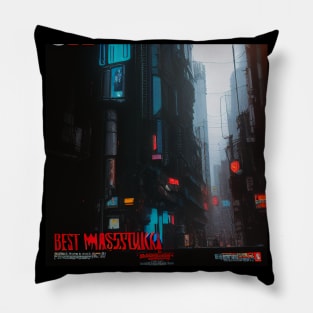 Vintage Cyberpunk City Pillow