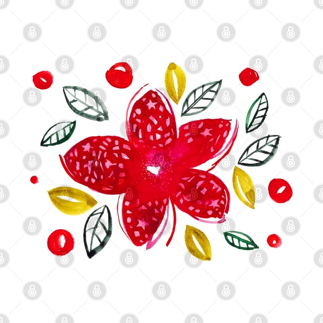 Pretty red flower and leaves by Think Beyond Color