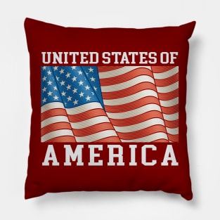 United States of America USA Flag Closed Up and Text Retro Vintage Look Pillow