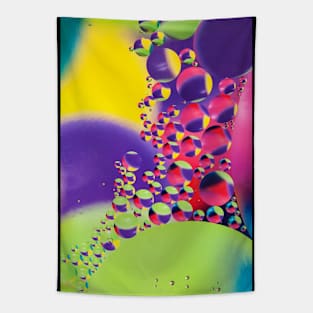 Colorful close up of oil drops in water Tapestry