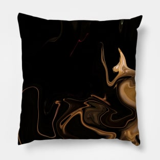 Gentle Gold Ripples  - Digital Liquid Paint Swirls Pillow