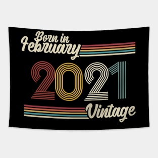 Vintage Born in February 2021 Tapestry