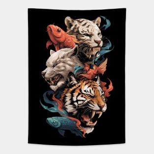 big cats and koi fish Tapestry