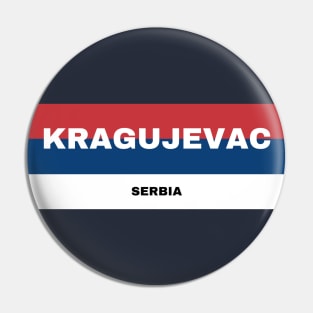 Kragujevac City in Serbian Flag Colors Pin