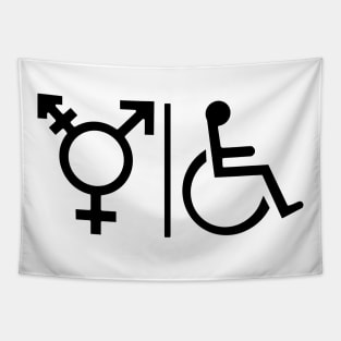 Gender Neutral and Whelchair Inclusive Bathroom Sign Tapestry