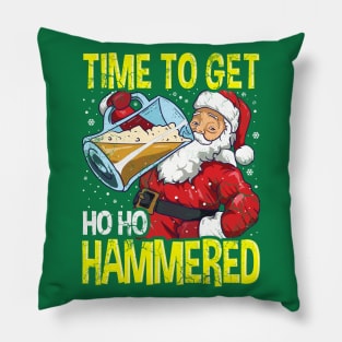 Santa Claus Time To Get Ho Ho Hammered Beer Drinking Pillow