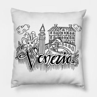 Hand Drawn Symbols Of Venezia Pillow