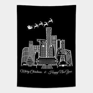 Merry Christmas Happy New Year Beijing Tapestry