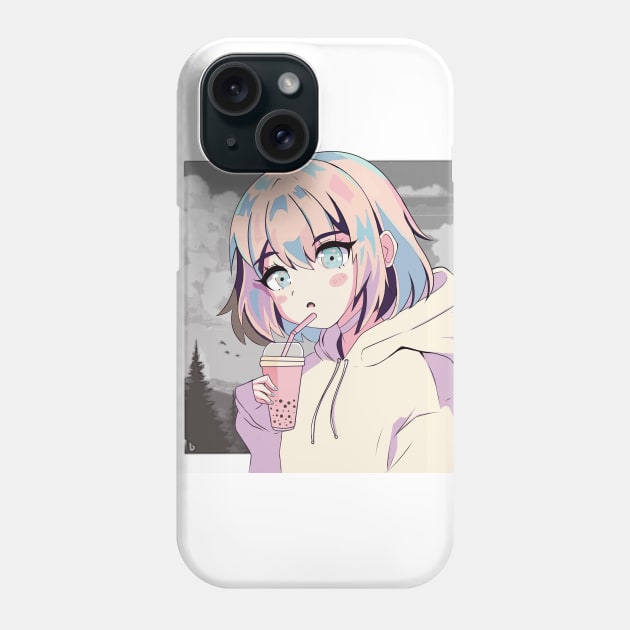 Cute anime style boba girl Phone Case by Fizzy.tshirts