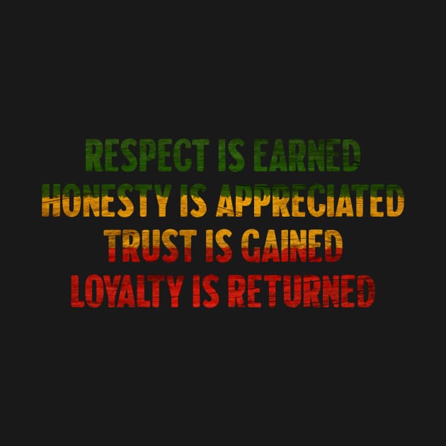 Motivational, Respect is Earned, Rasta Colors by alzo