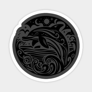 Ocean Waves and Leaping Dolphin Night Sky Magnet