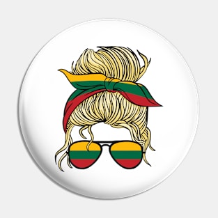 Lietuva Lithuania Flag Girls Lithuanian Girl Kids Pin