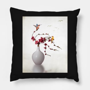 White Vase of Flowers on White Space Pillow