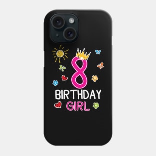 Kids 8th Birthday Girl Crown Princess Phone Case