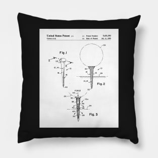 Golf Tee Patent - Golfing Fan Golfer Gift Art - White Pillow