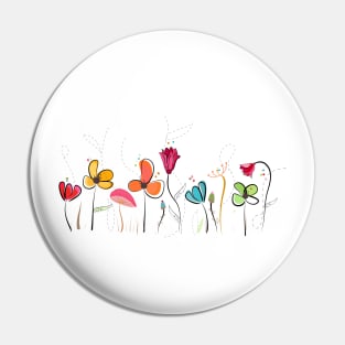 Floral doodle abstract spring flowers Pin
