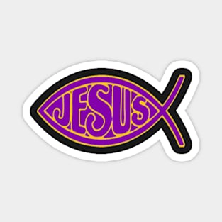 JESUS FISH PURPLE GOLD ICHTHYS CHRIST CHRISTIAN Magnet