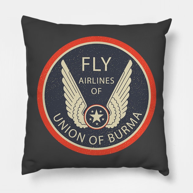 Fly Airlines of Union of Burma Pillow by shwewawah