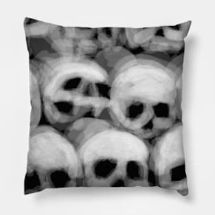 Many White Fading Human Skulls Pillow