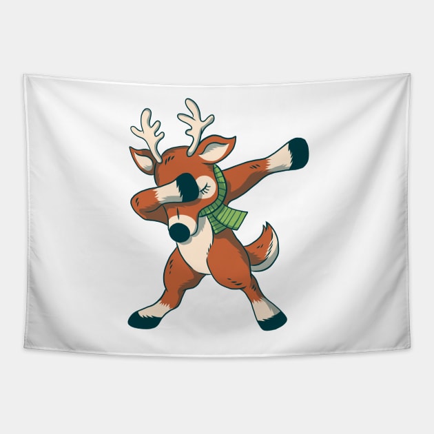 Christmas Dabbing Reindeer Gift Kids, Boys, Girls Funny Tapestry by Evoke Collective