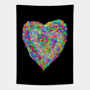 Fluffy Rainbow Textured Heart Tapestry