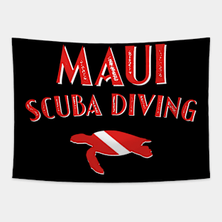 Maui – Scuba Diving - Sea Turtle & Diver Down Flag Tapestry