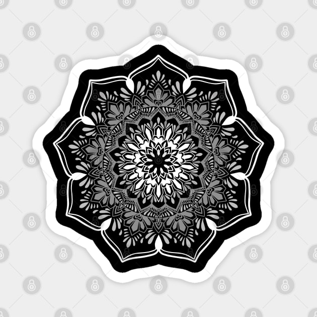 50 Shades of Grey Mandala Magnet by AJ Illustration Store