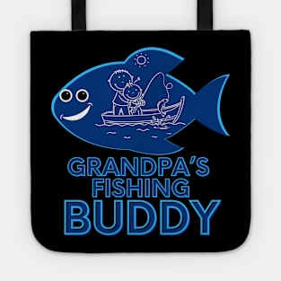 Happy vibes grandpa's fishing buddy blue Tote