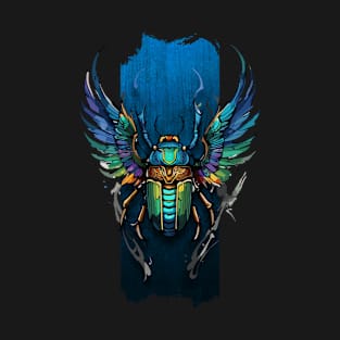 Flight of Renewal: Winged Scarab Symphony T-Shirt