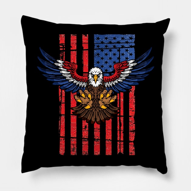 Eagle American Flag Pillow by Cooldruck