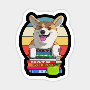 Pembroke Welsh Corgi Bookworm Back to School Dog Magnet