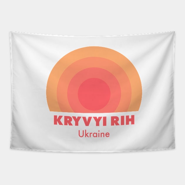 Kryvyi Rih Ukraine Retro Orange Tapestry by modeoftravel