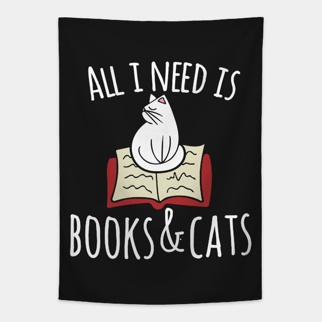 All I need is books and cats Tapestry by bubbsnugg