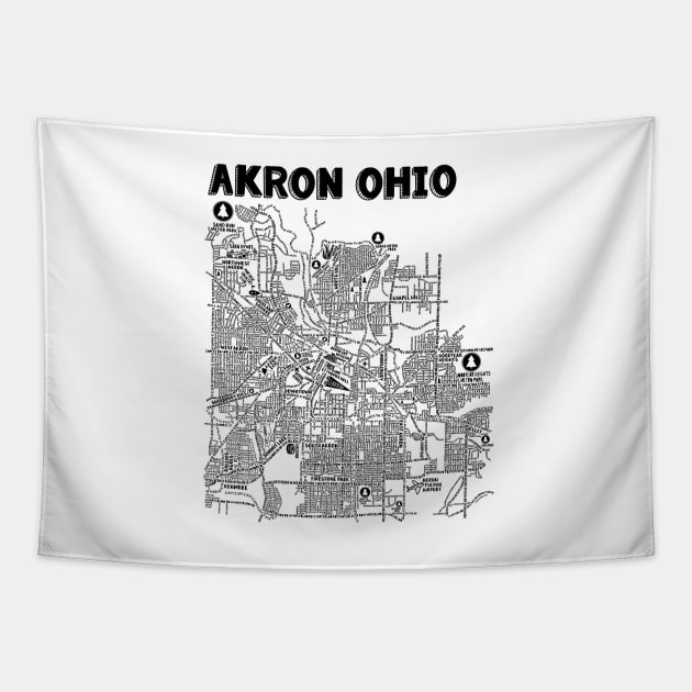 Akron Ohio Street Map Tapestry by fiberandgloss