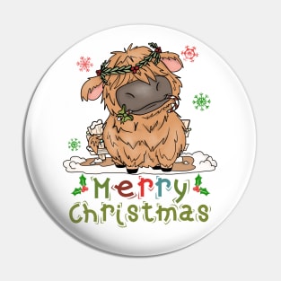 Cow Christmas Cute Cow Merry Christmas Xmas Matching Pin