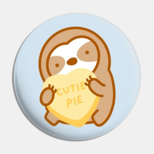 Cute Valentine Cutie Pie Candy Heart Sloth Pin