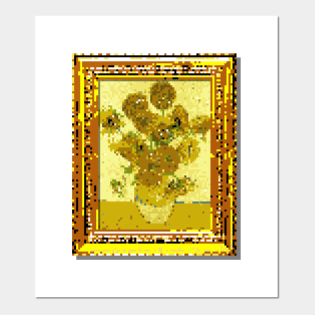 8 Bit Sunflowers 8 Bit Affiche Et Impression D Art Teepublic Fr