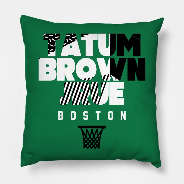 Boston Basketball Star Player Trio Retro Pillow by funandgames