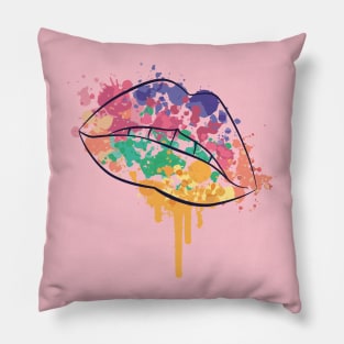 Mouth With Watercolor Stains Pillow