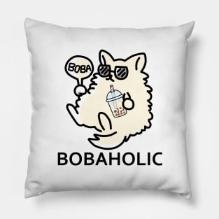 Bobaholic Cat Is The Boss! Pillow