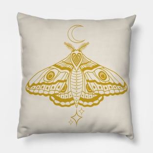 Witchy Cute Celestial Moth - Gold and Cream Pillow