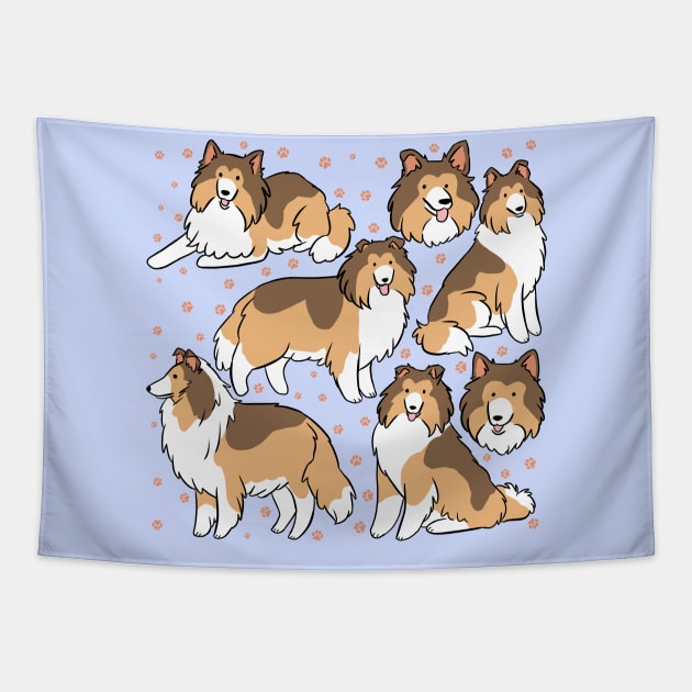 Rough collie illustration Tapestry by Yarafantasyart