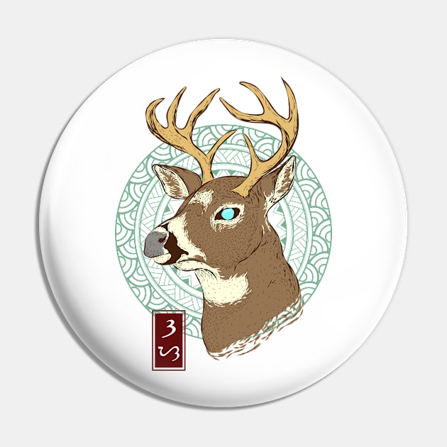 Deer - White Pin by Thor Reyes