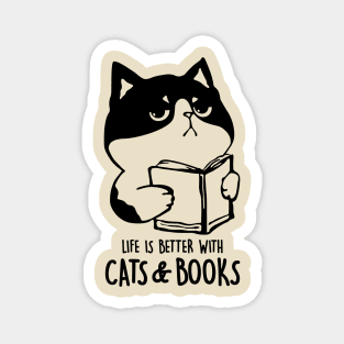 Cat reading a book Magnet