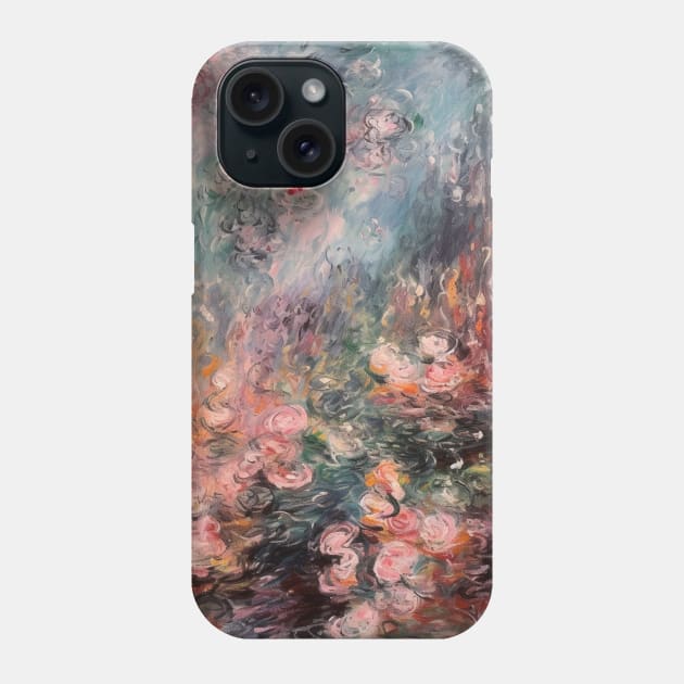 French Garden Reflection Abstract Pink Flowers Phone Case by Trippycollage