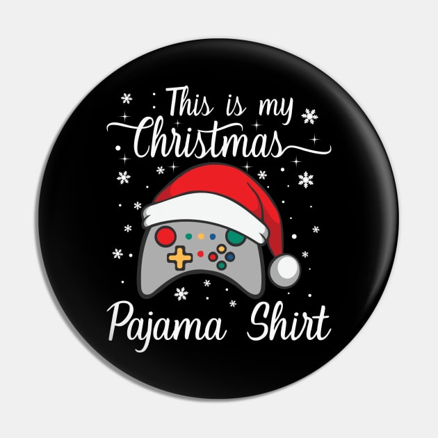 This Is My Christmas Pajama Santa Hat Gamer Video Games Pin by DragonTees