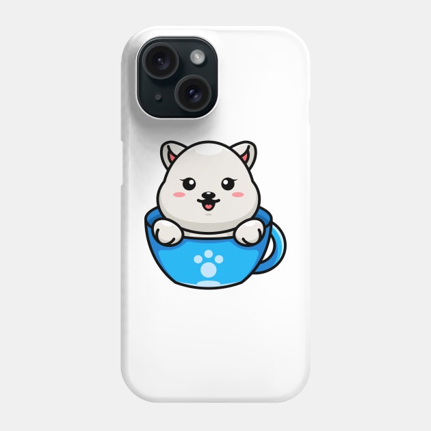 Cute polar bear on cup coffee cartoon Phone Case by Wawadzgnstuff
