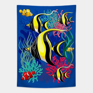 Angel Fish and Clown Fish Pattern Tapestry