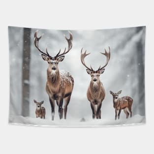 Stag Deer Animal Family Wandering Nature Tapestry